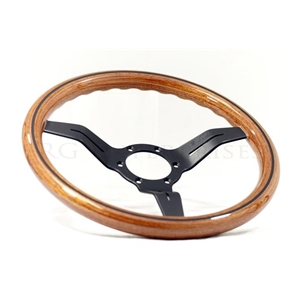 Nardi Deep Corn Steering Wheel - Wood with Black Spokes - 330mm
