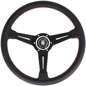 Nardi Classic Steering Wheel Black Perforated Leather Red Stitch 330mm