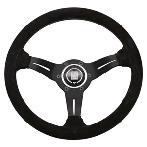 Nardi Deep Corn Steering Wheel - Suede with Black Spokes & Red Stitching - 330mm
