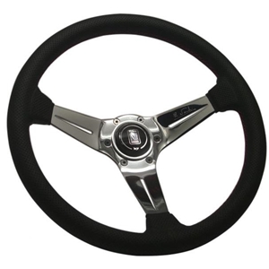 Nardi Deep Corn Steering Wheel - Perforated Leather with Chrome Spokes & Red Stitching - 330mm