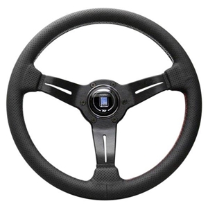 Nardi Deep Corn Steering Wheel - Perforated Leather Steering Wheel with Italian Green/White/Red Stitching - 350mm (Deep Dish) *Limited Edition