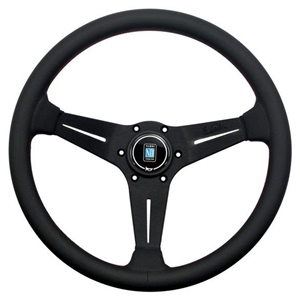 Nardi Deep Corn Steering Wheel - Perforated Leather with Black Spokes & Red Stitching - 350mm