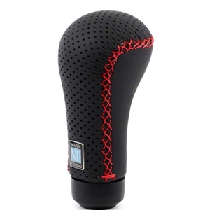 NARDI PRESTIGE LINE PERFORATED LEATHER W/RED STITCH SHIFT KNOB	