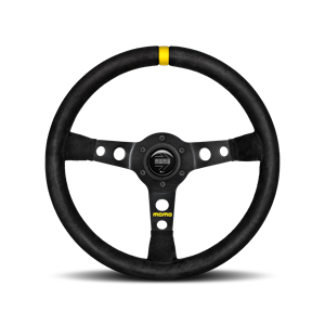 MOMO - MOD.08, 350 Diam, 88 Dish, Blk Leather, Blk Spokes, 1 Stripe