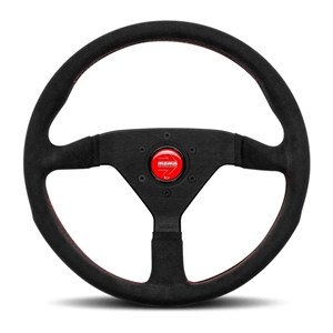 Momo Monte Carlo 350MM Black Alcantara W/Red Stitching