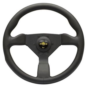 Personal Grinta Steering Wheel - Black Leather with Black Spokes & Yellow Stitching - 330mm