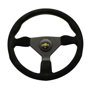 Personal Grinta Steering Wheel - Black Suede with Black Spokes & Yellow Stitching - 350mm