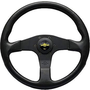 Personal Neo Grinta Steering Wheel - Black Polyurethane with Black Stitching - 350mm - Green Horn