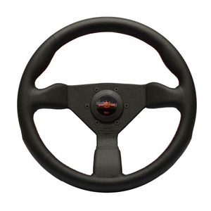 Personal Neo Grinta Steering Wheel - Black Leather with Black Spokes Red Stitching- 330mm