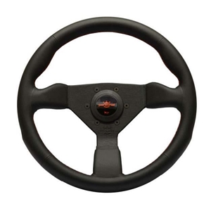 Personal Neo Grinta Steering Wheel - Black Leather with Black Spokes Red Stitching- 350mm