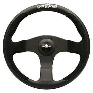 Personal Pole Position Steering Wheel - Black Leather/Suede with Black Spokes - 330mm