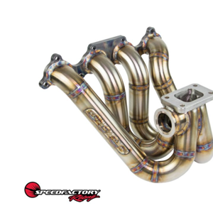 SpeedFactory Stainless Steel Turbo Manifold Forward Face Style H2B Series Divided T4 Flange w Single 60mm WG - Specify Turbosmart or Tial WG