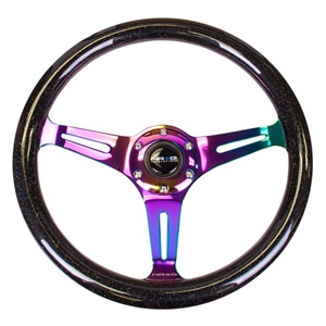Galaxy Classic Wood Grain Wheel - 350mm 3 Neochrome spokes - Black Sparkled Color