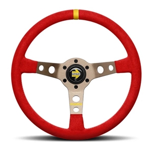 MOMO MOD.07 350 Diam 72 Dish Red Microfiber Anthracite Anodized Spokes 1 Stripe