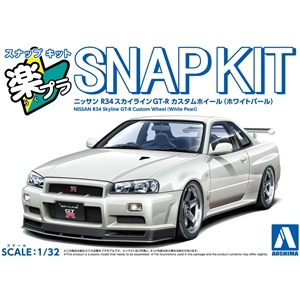 Aoshima 1/32 SNAP KIT #12CU-WP Nissan R34 Skyline GT-R Custom Wheel (White Pearl)
