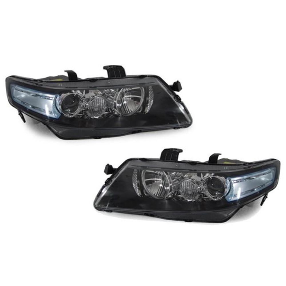thumbnail interactive-video image 1 of JDM Projector Headlights For 04-08 Acura TSX CL9 – Chrome Housing, Amber Reflectors 1 of 2