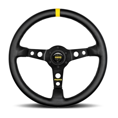 Momo MOD07 Steering Wheel 350 mm - Black Leather/Black Spokes/1 Stripe