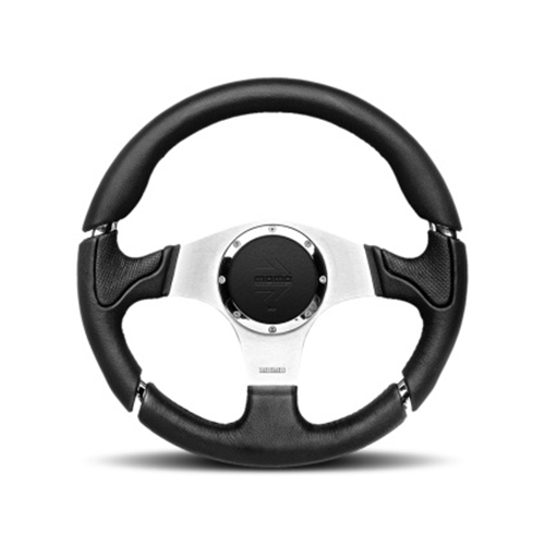 Momo Millenium Steering Wheel 350 mm - Black Leather/Black Stitch/Brshd Spokes
