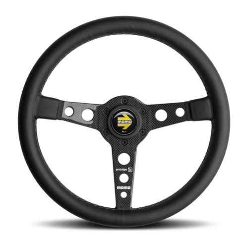 Momo Prototipo 6C Steering Wheel 350 mm - Black Leather/Gry St/Cbn Fbr Spoke