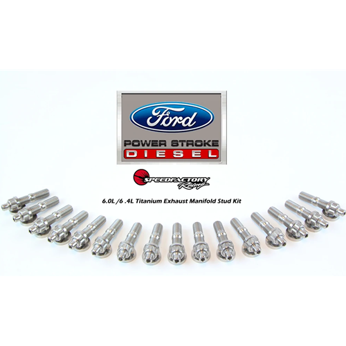 SpeedFactory Titanium Exhaust Manifold RAW Stud Kit for Ford Diesel (6.0L Engines) - M8x1.25 - 16pc Nut, Stud and Washer