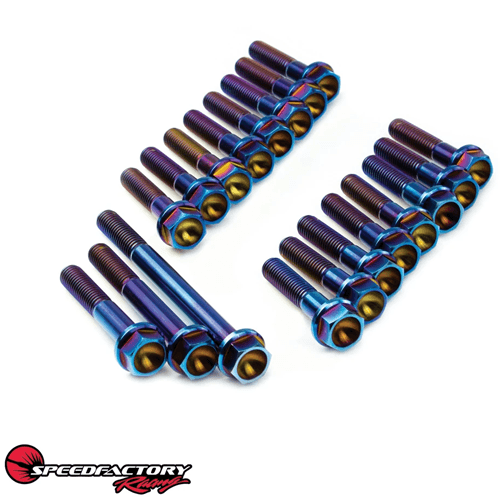 SpeedFactory 6pt RAW Titanium Bolt Kit for D Series Transmission Case FWD - Includes 11 6pt 40mm Length Bolts