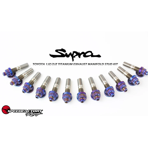 SpeedFactory Titanium Exhaust Manifold BURNT Stud Kit - M10 2JZ/1JZ Toyota Engines - Kit Includes 12pc Nut, Stud and Washer