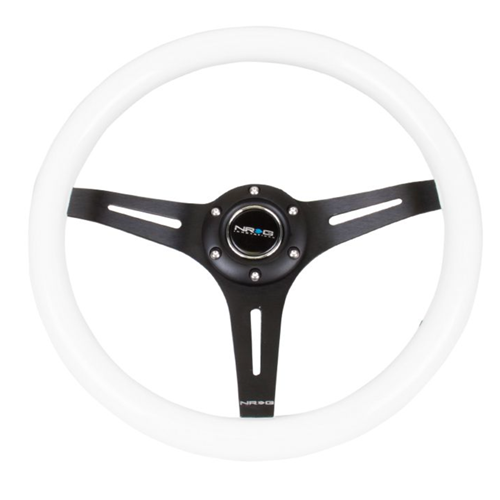 Classic Wood Grain Wheel - 350mm 3 Black spokes - White Paint Grip