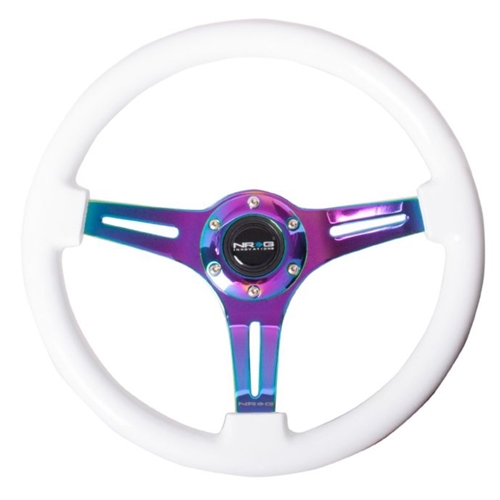 Classic Wood Grain Wheel - 350mm 3 Neochromw spokes - White Paint Grip