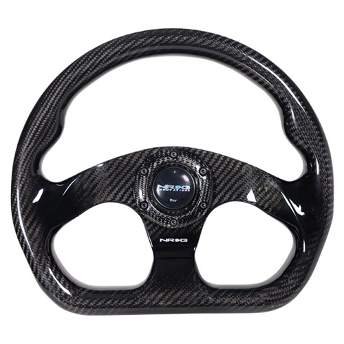Shinny Black CARBON FIBER STEERING WHEEL 320mm FLAT BOTTOM