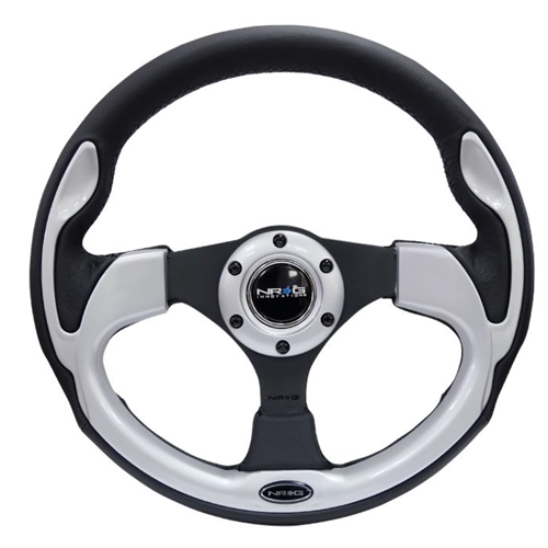 Reinforced Steering Wheel- 320mm Sport Steering Wheel w/ Silver Trim
