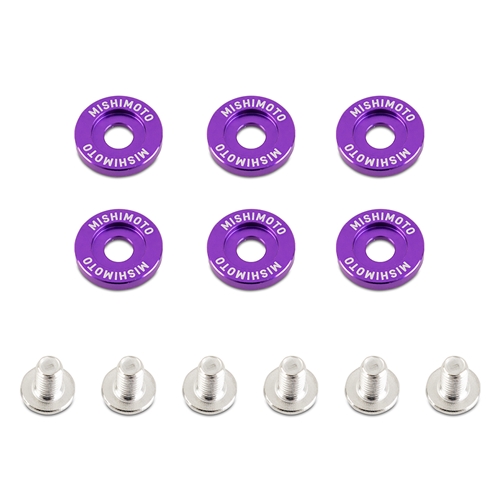Mishimoto M6 X 1.0 Fender Washer and Bolt Kit, 16.7mm OD, 6 pcs, Purple