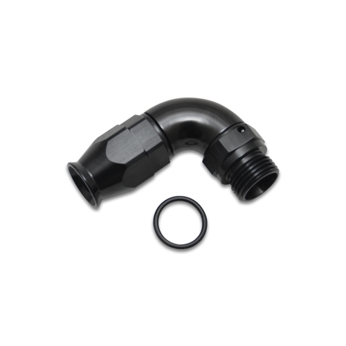 90 Degree High Flow Swivel Hose End Fitting, -10AN Hose to 10 ORB