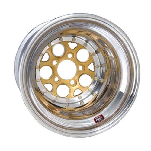 15x8" Gold/Polished Magnum Import 4x100 BP  4" Backspace - Black SBL MT
