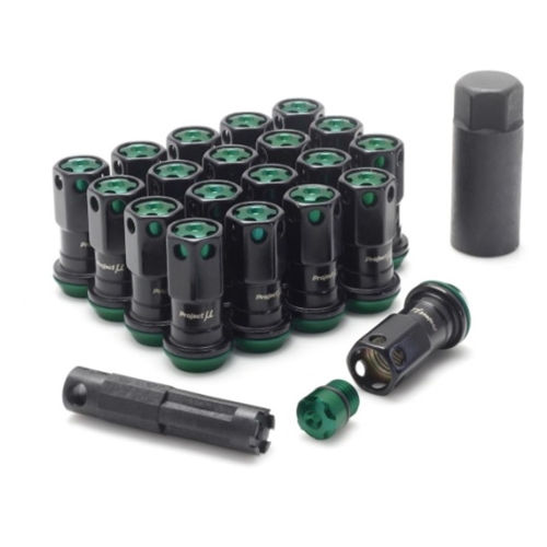Project Mu Racing Floating Nut II (20pcs), M12x1.50 - Black/Green Cap