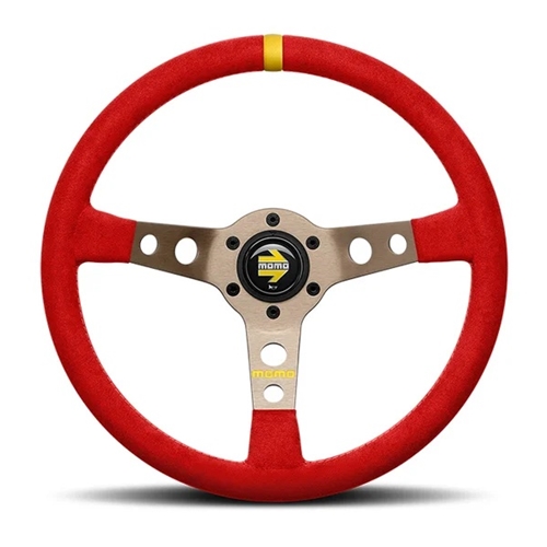 MOMO MOD.07 350 Diam 72 Dish Red Microfiber Anthracite Anodized Spokes 1 Stripe